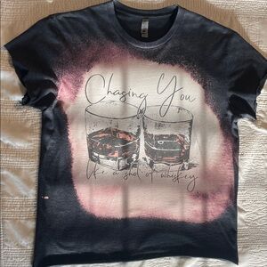 Next Level Apparel Charcoal and Pink Speckled Tee